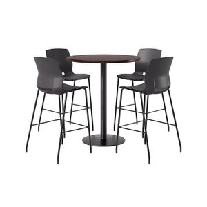 KFI Studios Proof Bistro Round Pedestal Table With Imme Barstools