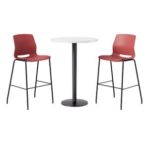 KFI Studios Proof Bistro Round Pedestal Table With Imme Barstools