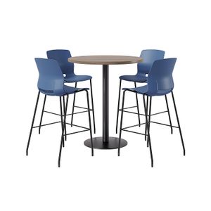 KFI Studios Proof Bistro Round Pedestal Table With Imme Barstools