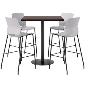KFI Studios Proof Bistro Square Pedestal Table With Imme Bar Stools