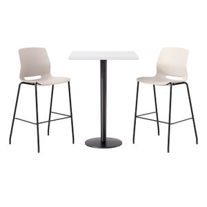 KFI Studios Proof Bistro Square Pedestal Table With Imme Bar Stools