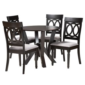 Baxton Studio Angie Modern Fabric/Finished Wood 5-Piece Dining Set