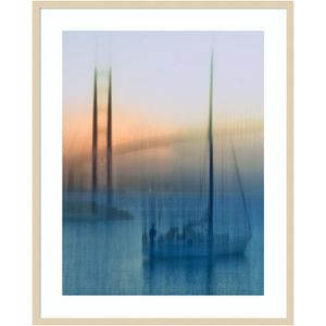 Amanti Art Sailboats On The Bay by Jerry Berry Wood Framed Wall Art Print