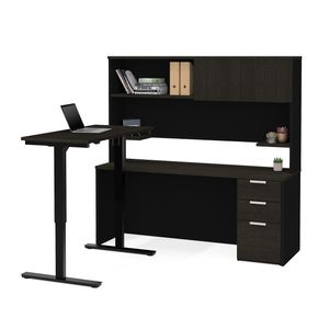 Bestar Pro-Concept Plus 72"W L-Shaped Standing Corner Desk With Pedestal And Hutch