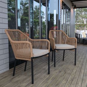 Flash Furniture Kallie Stackable All-Weather Woven Club Chairs With Zippered Seat Cushions