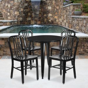 Flash Furniture Commercial Grade Round Metal Indoor-Outdoor Table Set