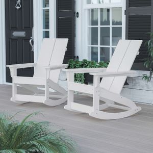 Flash Furniture Finn Modern Commercial Grade All-Weather 2-Slat Poly Resin Rocking Adirondack Chairs