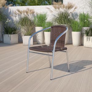 Flash Furniture Lila Rattan Commercial Indoor/Outdoor Restaurant Stack Chairs