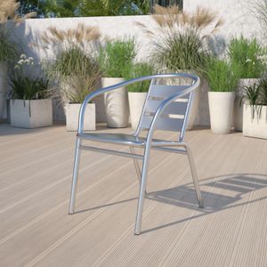 Flash Furniture Lila Heavy-Duty Aluminum Commercial Indoor/Outdoor Restaurant Stack Chairs With Triple Slat Back