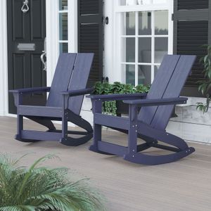 Flash Furniture Finn Modern Commercial Grade All-Weather 2-Slat Poly Resin Rocking Adirondack Chairs