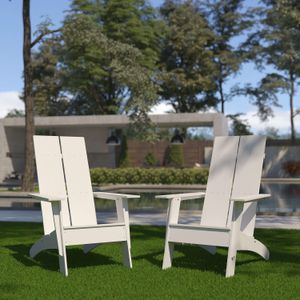 Flash Furniture Sawyer Modern All-Weather Poly Resin Wood Adirondack Chairs