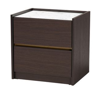 Baxton Studio Walker Nightstand With Faux Marble Top