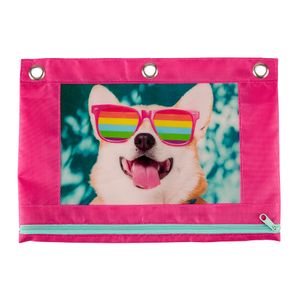 Office Depot® Brand 3-Ring Pencil Pouch, 7" x 10-1/4", Pink/Blue