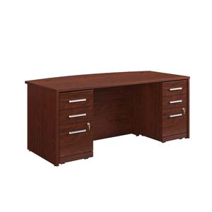 Sauder® Affirm Collection 72"W Executive Bowfront Desk With Two 3-Drawer Mobile Pedestal Files