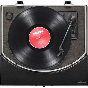 ION Premier LP Turntable with Built-in Stereo Soundbar (Black Ash Wood) - 33.33, 45, 78 rpm - Ceramic - Black Ash Wood - Bluetooth - Auxiliary Audio I