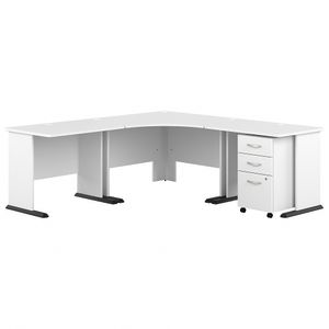Bush Business Furniture Studio A 83"W Large Corner Desk With 3-Drawer Mobile File Cabinet