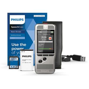Philips Pocket Memo Voice Recorder (DPM6000) - Omni-directional Microphone - microSD, microSDHC Supported - DSS, MP3, WAV - Standard Play, Quality Pla
