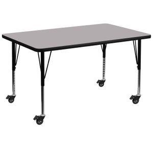 Flash Furniture Mobile 48"W Rectangular Thermal Laminate Activity Table With Short Height-Adjustable Legs