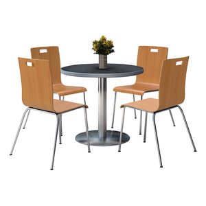 KFI Studios Jive Round Pedestal Table With 4 Stacking Chairs