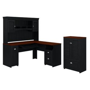 Bush Furniture Fairview 60"W L-Shaped Desk With Hutch And Storage Cabinet With Drawer