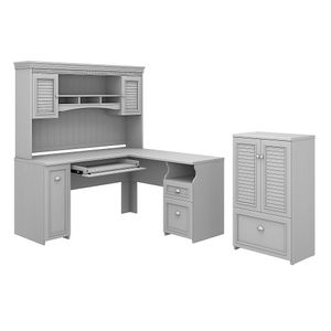 Bush Furniture Fairview 60"W L-Shaped Desk With Hutch And Storage Cabinet With Drawer