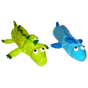 Inkology Bug Eye Pencil Pouches, 3" x 11-1/2", Alligator/Shark, Pack Of 6 Pouches