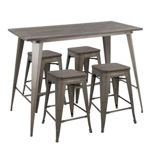 LumiSource Oregon Contemporary Table With 4 Stools