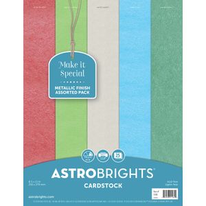 Wausau Astrobrights® Card Stock, Assorted Pearlescent Colors, Letter (8.5" x 11"), 65 Lb, Pack Of 25