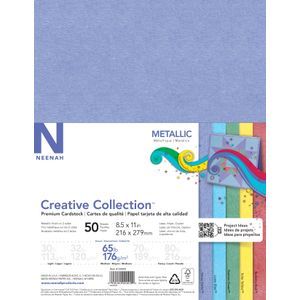 Neenah® Creative Collection™ Metallic Specialty Card Stock, Pearlescent Assorted Colors, Letter (8.5" x 11"), 65 Lb, FSC® Certified, Pack Of 50