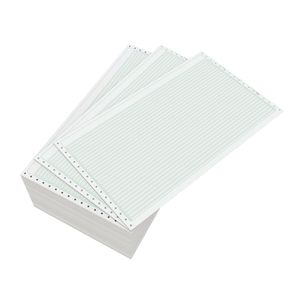 Domtar Continuous Form Paper, Unperforated, 14 7/8" x 8 1/2", 18 Lb, 1/8" Green Bar, Carton Of 3,000 Forms