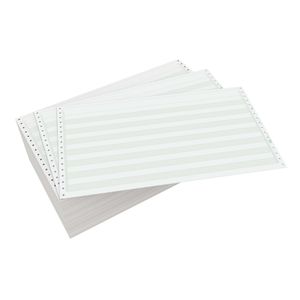 Domtar Continuous Form Paper, Unperforated, 14 7/8" x 8 1/2", 20 Lb, 1/2" Green Bar, Carton Of 2,700 Forms