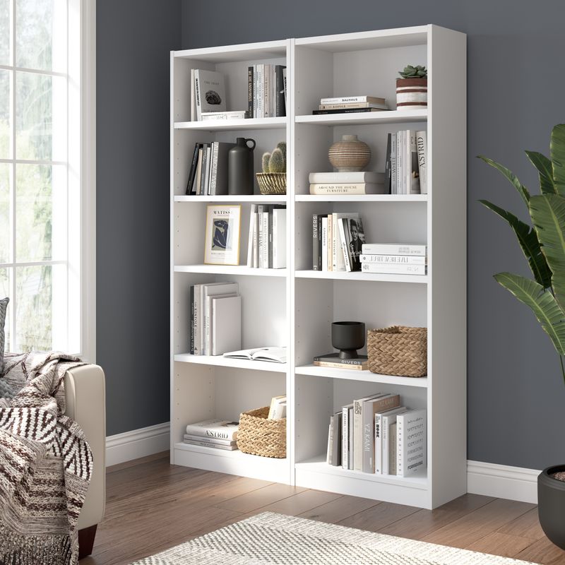 Bush Furniture Universal 71H Tall 5 Shelf Bookcase White Standard Delivery