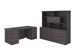 Bush Business Furniture Office 500 72W Executive Computer Desk With Lateral File Cabinets And Hutch Storm Gray Standard Delivery