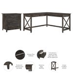 Bush Business Furniture Key West 60W LShaped Corner Desk With 2Drawer Lateral File Cabinet Dark Gray Hickory Standard Delivery