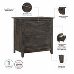 Bush Furniture Key West 54W Computer Desk With 2Drawer Lateral File Cabinet And 5Shelf Bookcase Dark Gray Hickory Standard Delivery