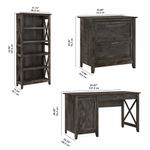Bush Furniture Key West 54W Computer Desk With 2Drawer Lateral File Cabinet And 5Shelf Bookcase Dark Gray Hickory Standard Delivery
