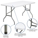 Flash Furniture Plastic Folding Table 29H x 30W x 60D Granite White