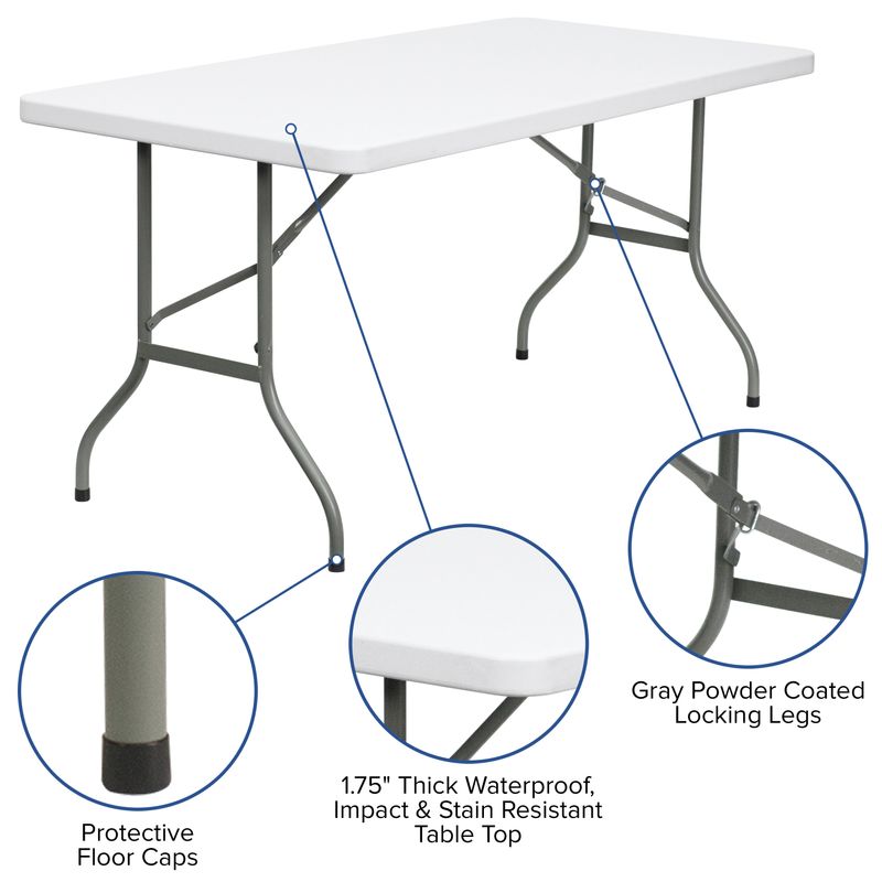 Flash Furniture Plastic Folding Table 29H x 30W x 60D Granite White