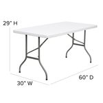 Flash Furniture Plastic Folding Table 29H x 30W x 60D Granite White