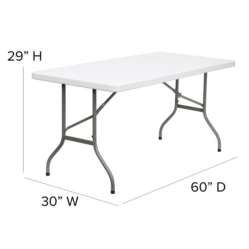Flash Furniture Plastic Folding Table 29H x 30W x 60D Granite White