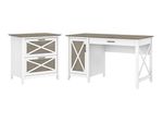 Bush Furniture Key West 54W Computer Desk With Storage And 2Drawer Lateral File Cabinet Shiplap GrayPure White Standard Delivery