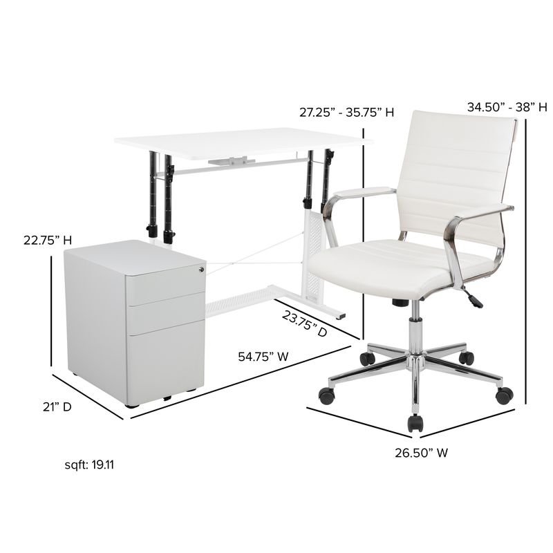 Flash Furniture Work From Home Desk And Chair Set White  BLNNN219CH595MW