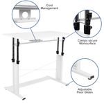 Flash Furniture Work From Home Desk And Chair Set With Adjustable Computer Desk LeatherSoft Office Chair And Locking Mobile Filing Cabinet White