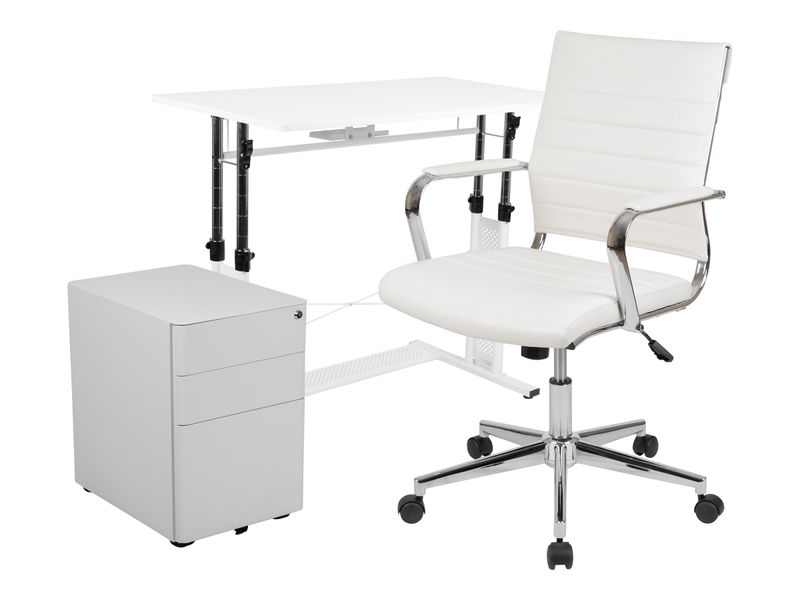 Flash Furniture Work From Home Desk And Chair Set White  BLNNN219CH595MW