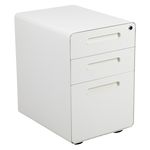 Flash Furniture Work From Home Desk And Chair Set With Adjustable Computer Desk LeatherSoft Office Chair And Locking Mobile Filing Cabinet White