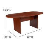 Flash Furniture Oval Conference Table Set with 4 Ribbed Executive Chairs Cherry