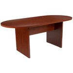 Flash Furniture Oval Conference Table Set with 4 Ribbed Executive Chairs Cherry