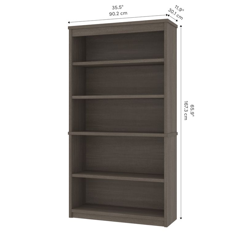 Bestar Logan UShaped Desk With Hutch Lateral File Cabinet And Bookcase Bark Gray