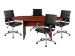 Flash Furniture Oval Conference Table Set with 4 Ribbed Executive Chairs Cherry