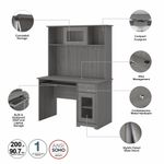 Bush Furniture Cabot 48W Small Computer Desk With Hutch And Keyboard Tray Modern Gray Standard Delivery